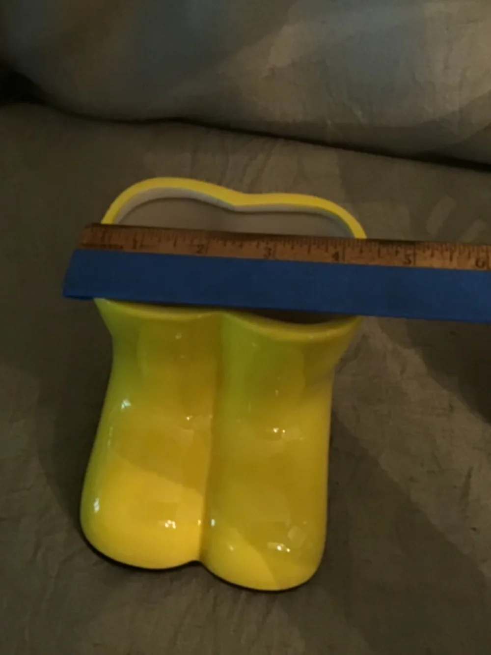 NWOT Napco Yellow Ceramic Rain Boot Planter or Vase . Designed For Small Plants.